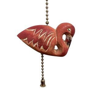 Pink Flamingo Ceiling Fan Pull Painted Carved Wood